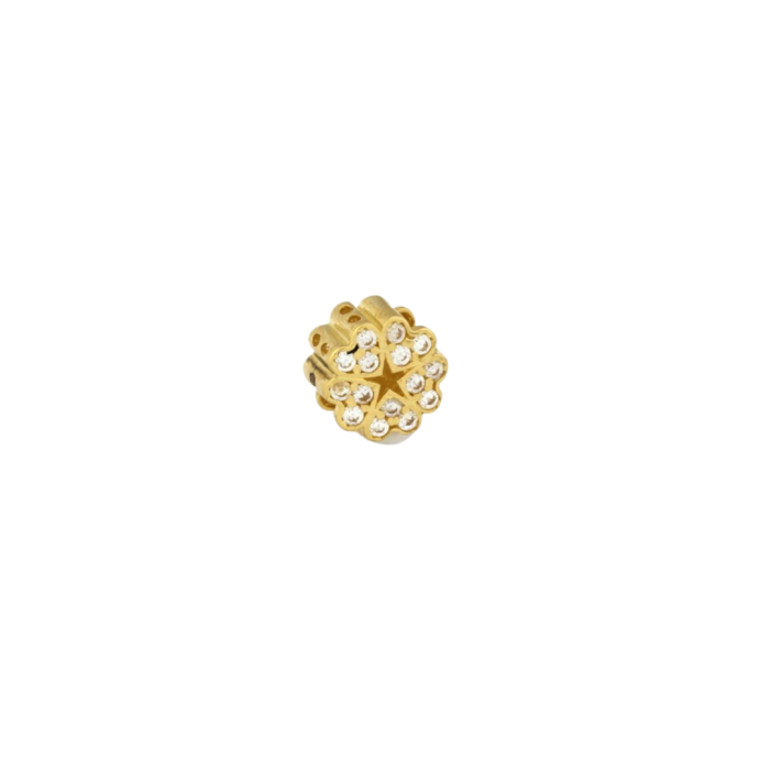 Złoty charms love, serca i gwiazda na bransoletkę złoto (próba jubilerska 585), cyrkonie, pasuje na bransoletki do 4mm grubości, masa charmsa 1,65 g.
