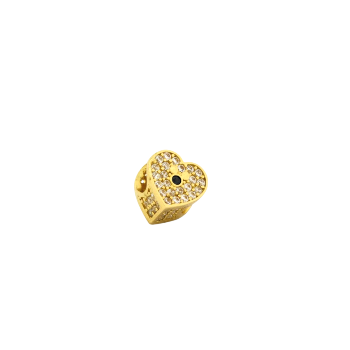 Złoty charms love serce myszka na bransoletkę złoto (próba jubilerska 585), cyrkonie, pasuje na bransoletki do 4mm grubości, masa charmsa 2,00 g.