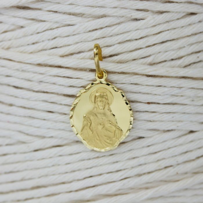 dwustronny złoty medalik 585 matka boska jezus
