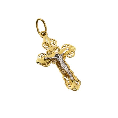 krzyżyk złoty 585 prawosławny z białym złotem