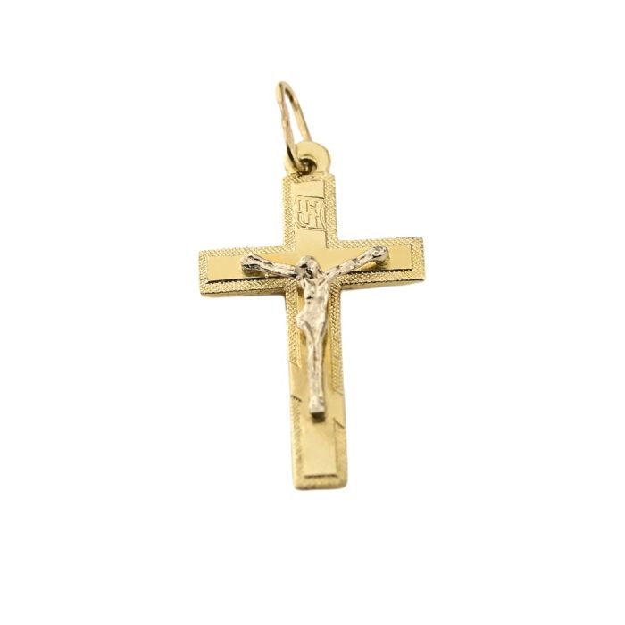 złoty krzyżyk prawosławny z pasyjką 585