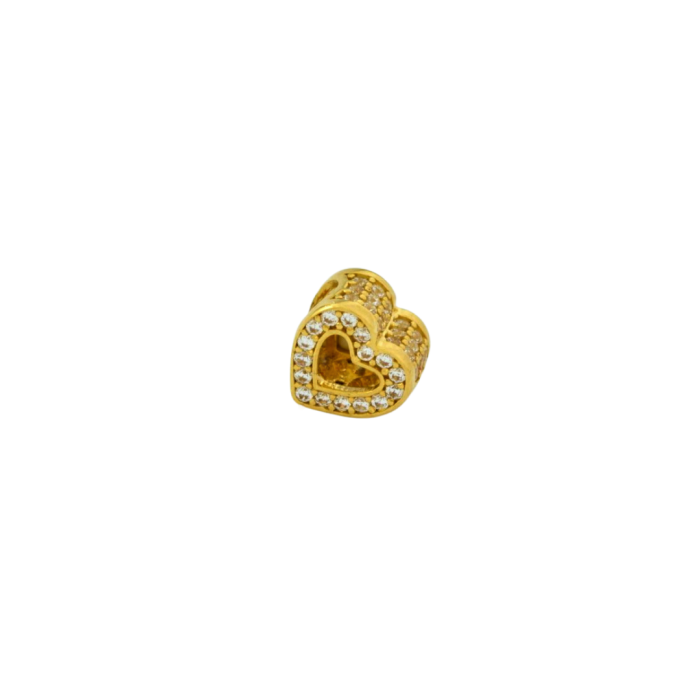 Złoty charms love na bransoletkę złoto (próba jubilerska 585), jasne cyrkonie, pasuje na bransoletki do 4mm grubości, masa charmsa 1,76g.
