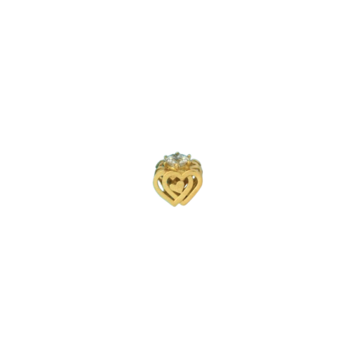 Charms love złoto 585 serce, ażurowy wzór przeplatające się serca, 14-karatowe złoto, masa charmsa 1,33g, duża cyrkonia. Idealny prezent dla dziewczyny.