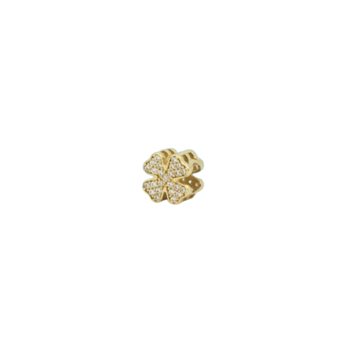 Charms koniczynka złoto 585 biały, szczęście na bransoletkę charms o grubości max 4mm, masa charmsa 1,95g, uniwersalny prezent na każdą okazję. #HOT