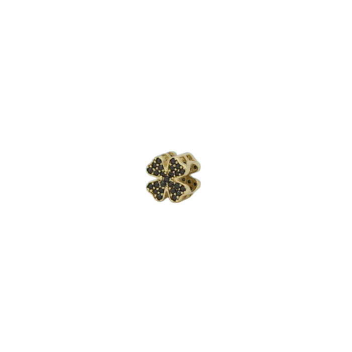 Charms złoto 585 czarna koniczynka jest symbol szczęścia na złote bransoletki charms do 5mm grubości, masa charmsa 1,55g, idealny prezent urodzinowy.