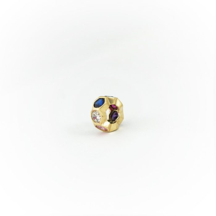 Charms złoty do bransoletki z cyrkoniami, próba 585, kolorowe kamienie, pasuje na bransoletki na charmsy.